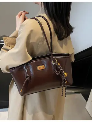 Women Cross-Border Bag Red Leather Shoulder Tote Winter 2026