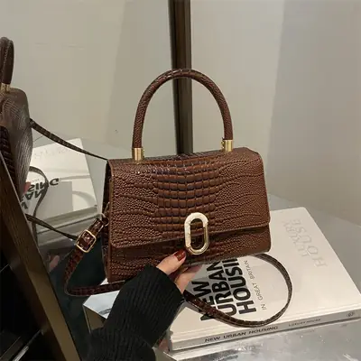 2024 Black Crocodile Crossbody Bag for Women
