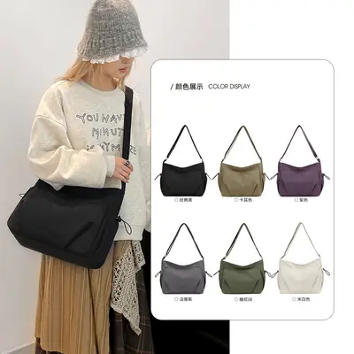 Women's Waterproof Nylon Crossbody Bag Large Capacity Purple