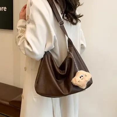 New Retro Crossbody Bag Women Large Capacity Textured Brown