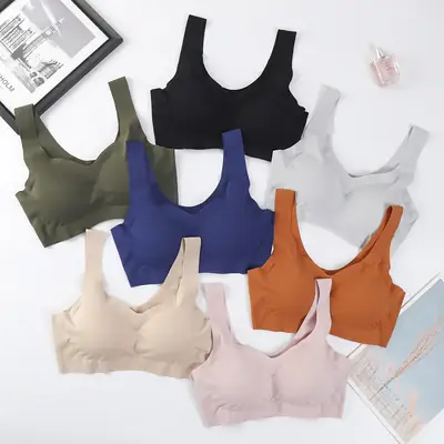 Anxin Four-generation One-piece Ice Silk Traceless Rings-free Gather-up plus size Beauty Vest-style Sports Bra Underwear for Women