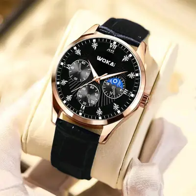 Men's Three-Eye Star Business Watch Quartz Sports Casual Belt