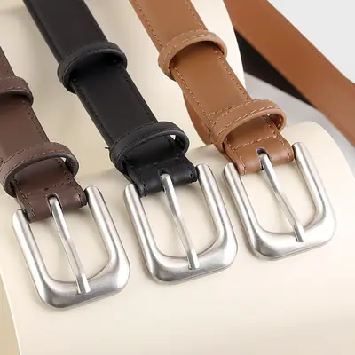 2025 New Women Cowhide Belt with Pin Buckle
