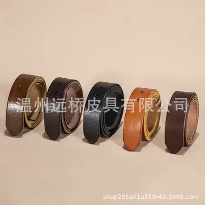 Men's Black Cowhide Belt with Pin Buckle Wide Strap