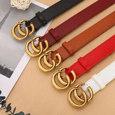 Double G Classic Belt for Women Black Red Gold