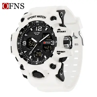 OFNS Black Sport Watch with Dual Digital & Analog Display