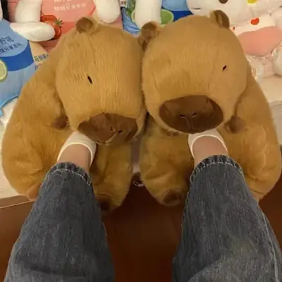 Shake Teddy Bear Cotton Slippers Plush Slippers Capibala Slippers Cartoon Capybara Cotton Slippers Wholesale