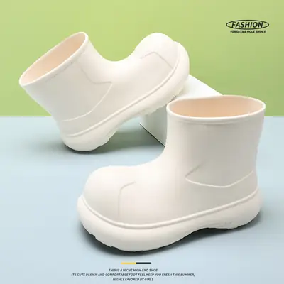 Four Seasons Wearing Rain Boots Women's Summer Non-slip Increased Thick Bottom Rain Boots EVA Advanced Sense Short Tube Waterproof Wear-resistant Water Shoes