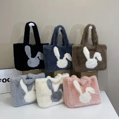 Furry Women's Plush Rabbit Handbag Winter Commute