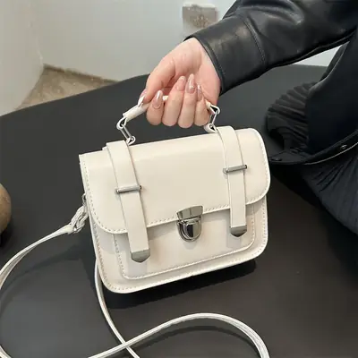 Women's White Leather Shoulder Crossbody Bag 2024