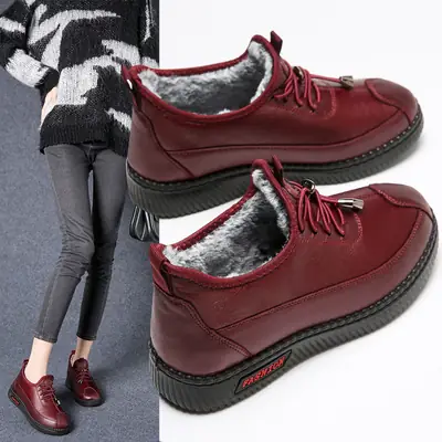 Winter Old Beijing Cloth Shoes Women's Middle-aged and Elderly Mothers Cotton Shoes Soft Sole Non-slip Shoes for the Elderly fleece-lined Warm Milk Shoes