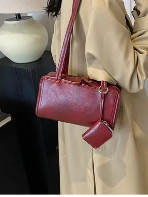Women Vintage Brown Shoulder Bag 2024 Autumn Winter