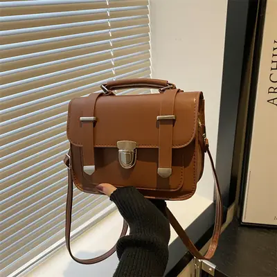 Vintage 2024 Lock Shoulder Bag Brown Women's