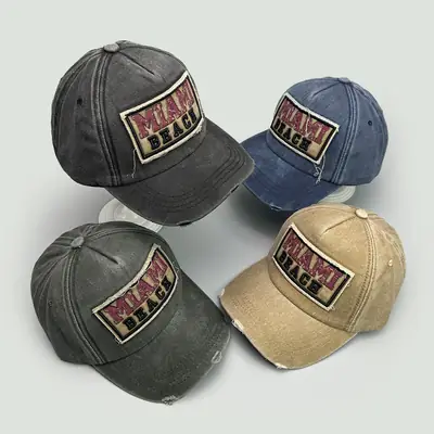 Vintage Patch Baseball Caps for Men Women Pink Blue