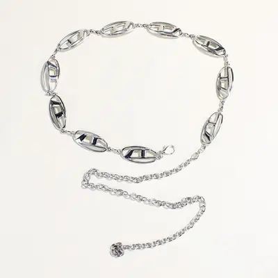 Vintage Silver D-Neck Waist Chain for Women
