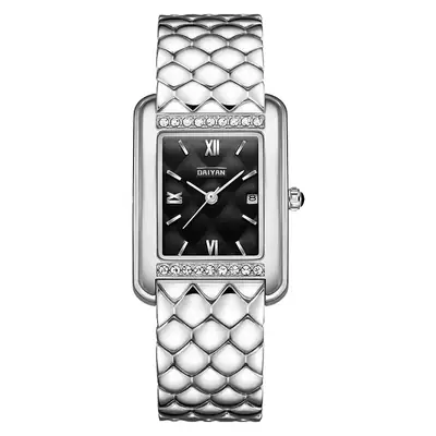 Women's Diamond Pattern Steel Band Watch with Calendar