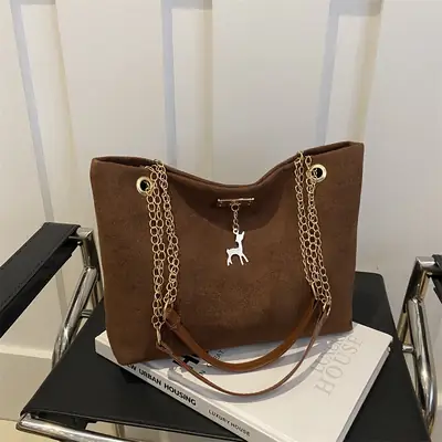 Vintage Chain Shoulder Bag Women's Black 2024 Winter