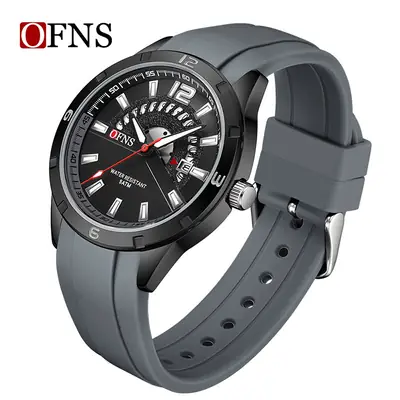 OFNS Black Waterproof Men's Quartz Watch with Calendar
