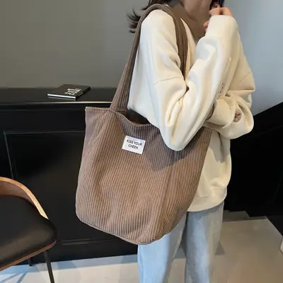 Corduroy Women's Shoulder Crossbody Bag Large Capacity