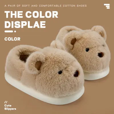 Qidan Shoe Factory Bag with Cotton Slippers Women's Winter Cute Home fleece-lined Warm Thickened Non-slip Couple's Cotton Shoes