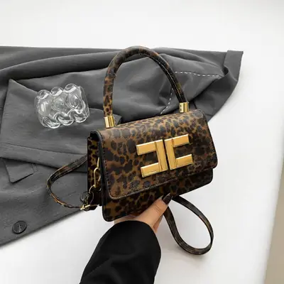 European Leopard Print Shoulder Crossbody Bag 2024 Winter