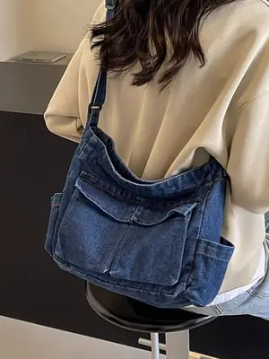Women Denim Crossbody Bag Large Capacity 2024