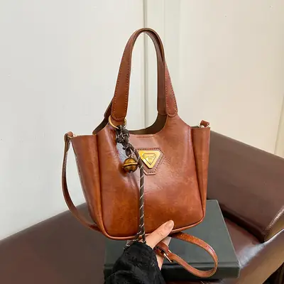 Women Vintage Black Shoulder Crossbody Tote Bag 2024