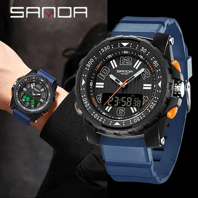 Sanda Cross-border Waterproof Dual Display Sports Watch