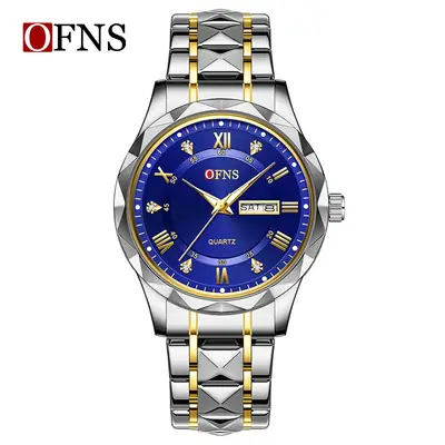 O'Fani Gold Quartz Men's Watch with Simple Double Calendar