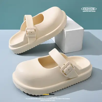 Women's Cream EVA Thick Slippers Summer