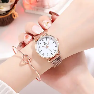 Casual, Light and Luxurious Quartz Series, Niche Whitening, Fashionable Women's Magnet, Trendyy Bestie Gift, Forest Wrist Watch