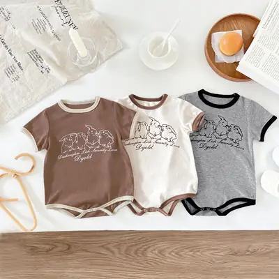 Korean Style Women Cotton T-Shirt Brown 8M
