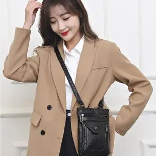 Black Crossbody Phone Bag with Shoulder Strap