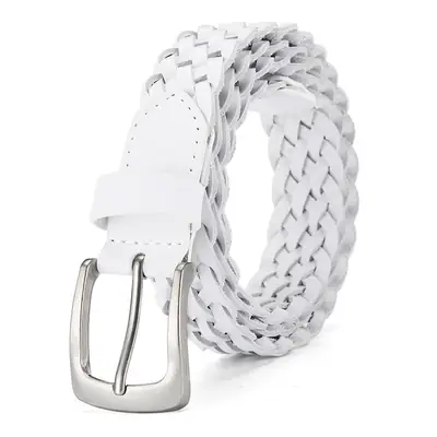 White Braid Men's Genuine Leather Belt