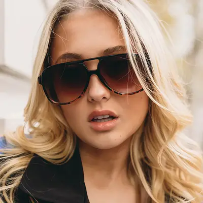 Aviator Sunglasses Women's Anti-UV Leopard Print Large Frame