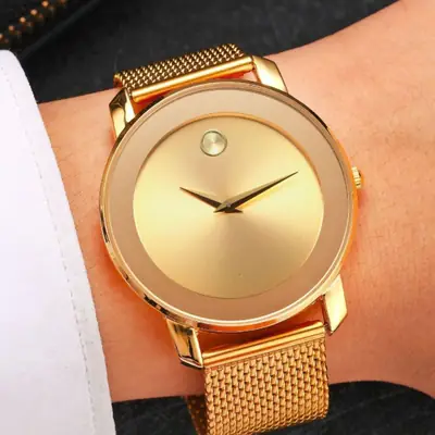 Ultra-Thin Gold Mesh Watch for Men