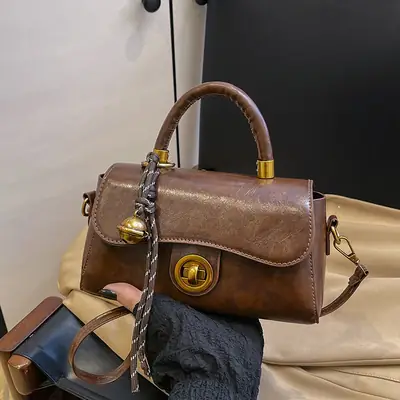 Black Satchel Bag for Women 2025 Retro Style
