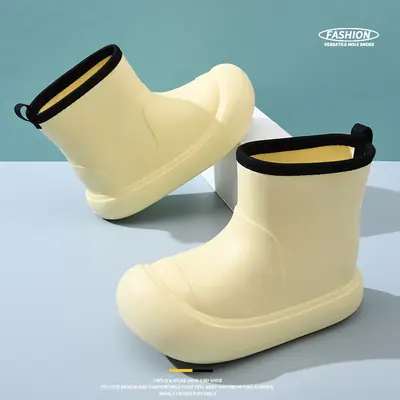 Cute mid-barrel rain shoes women's thick-soled non-slip outer wear rain boots for all seasons wear-resistant EVA waterproof high-grade water shoes