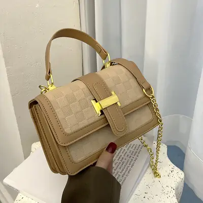 2023 Women's Crossbody Shoulder Bag Beige White Gold Clasp