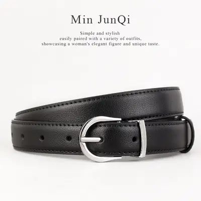 Women's Black Pin Buckle Genuine Leather Belt