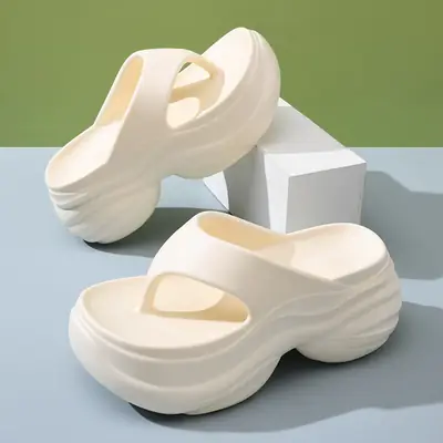 Women's White Foam Flip Flops with Anti-Slip Sole