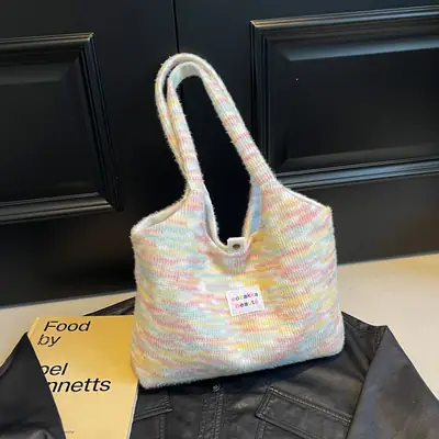 Winter Plush Shoulder Bag Women Large Capacity Japanese Style
