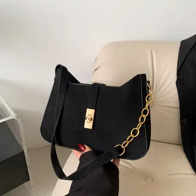 Black Gold Chain Shoulder Crossbody Bag for Women