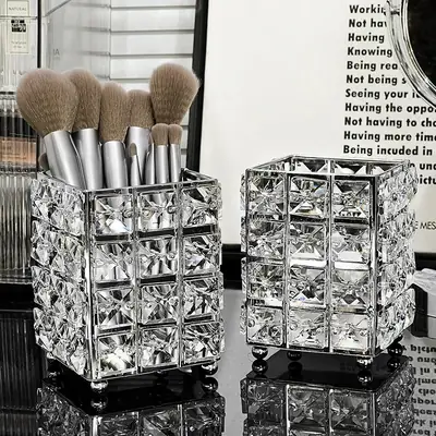 Luxury Sparkly Makeup Brush Storage Box Large Capacity
