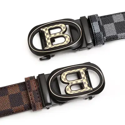 Men's Black H-Eye Buckle Belt with Logo