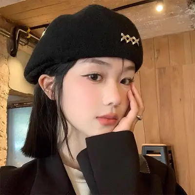 Women Wool Beret Warm Winter Cap Large