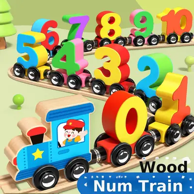 Magnetic Number Train for Kids 0-3 Years Wooden Educational Toy