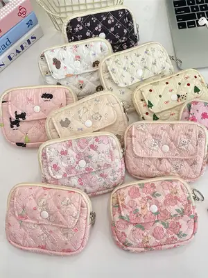 41224【Copyright】Cartoon Floral Multi-Functional Storage Bag, Organizer Bag, Id Card Holder, Key Coin Purse