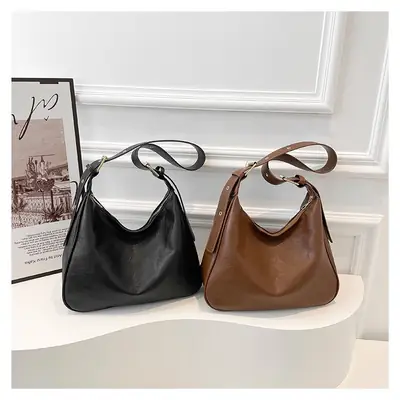 2024 Retro Shoulder Bag Black Brown Crossbody Commuter Tote