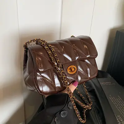 2024 Winter Rhombic Chain Shoulder Bag Black